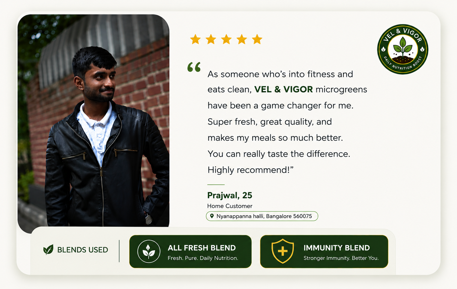 Prajwal review - VEL & VIGOR customer